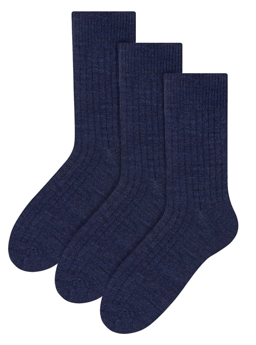 3 Pares Multipack Calcetines de Lana de Alpaca para Hombre - Azul Marino - Image 1
