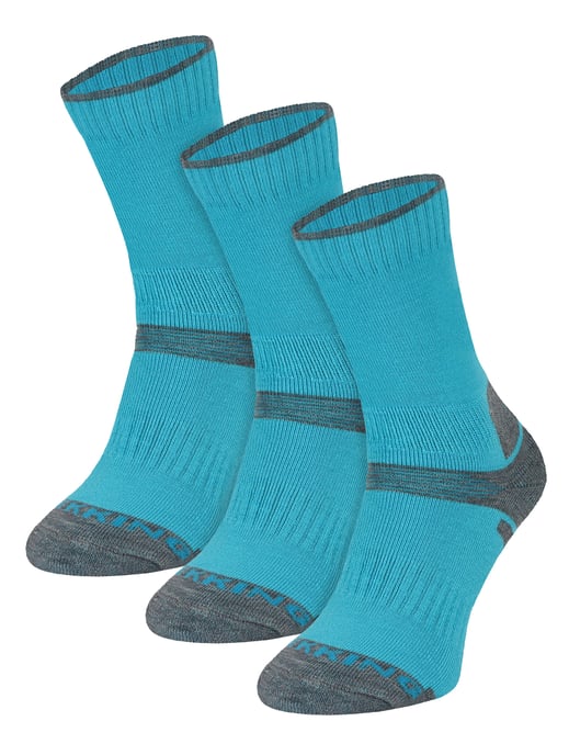 3 Pair Multipack Kids Merino Wool Hiking Socks | Calcetines ligeros anti-ampollas para niños y niñas - Turquesa - Image 1