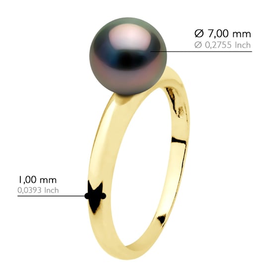 Ring Real Cultured Tahiti Pearl Round 7,5-8 mm - Yellow Gold - Image 2