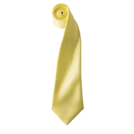 Premier Mens Plain Satin Tie (Narrow Blade) (Lemon) - Image 1