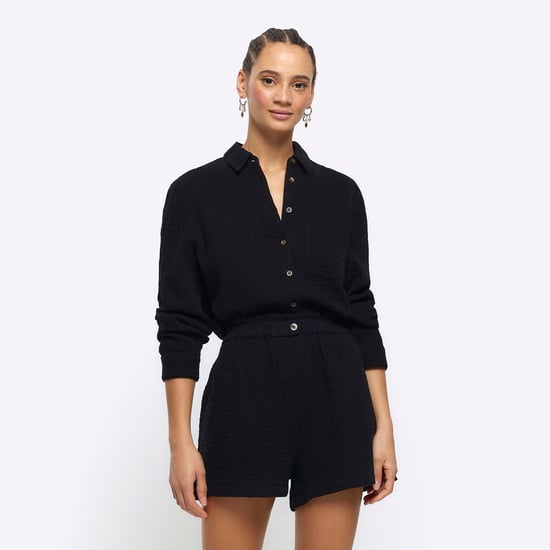 River Island Womens Elasticated Shorts Black