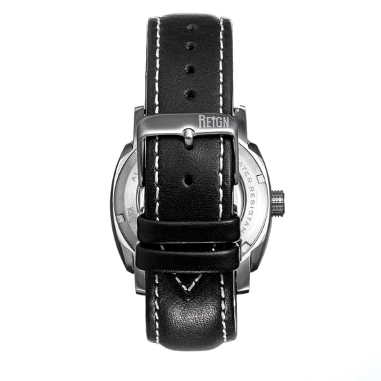 Reign Impaler Semi-Skeleton Leather-Band Watch - Grey/Black