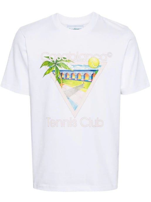 Camiseta blanca con estampado de iconos del Club de Tenis de Casablanca - Image 1