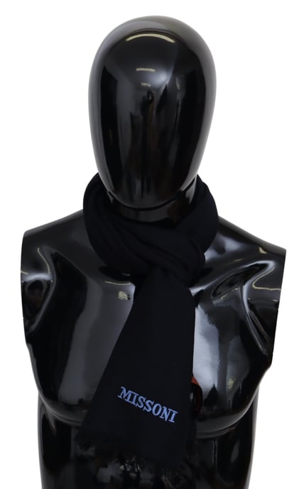 Missoni Men's Black 100% Wool Knit Unisex Neck Wrap Shawl Scarf - Image 1