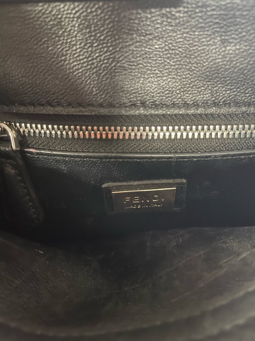 Fendi Mini Peekaboo Pearl Tote Bag in Black Calfskin Leather - Image 6