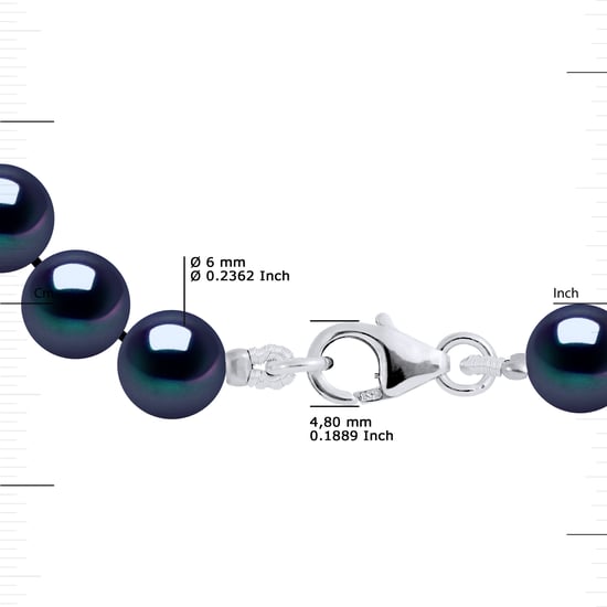 DIADEMA - Bracelet - Real Freshwater Pearls - Black Tahitian Style - Silver