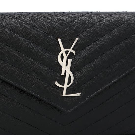 Saint Laurent Classic Cassandre Chain Wallet In Grain De Poudre Leather Black - Image 5