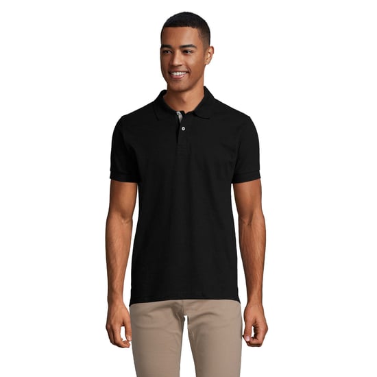 SOLS Mens Portland Polo Shirt (Black/Grey) - Image 1