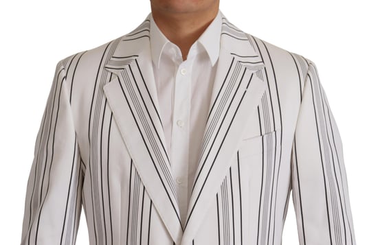 Blazer de hombre de algodón de una sola botonadura con rayas blancas Dolce & Gabbana - Image 2