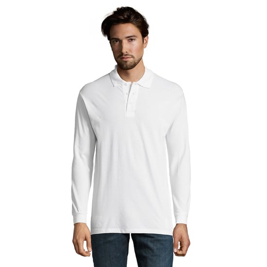 SOLS Mens Star Long-Sleeved Polo Shirt (White) - Image 1