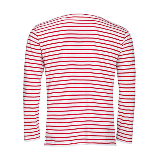 SOLS Mens Marine Long Sleeve Stripe T-Shirt (White/Red) - Image 2