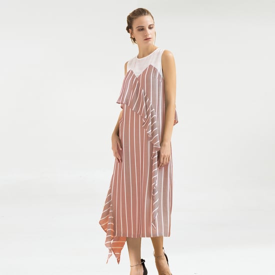 Stripes Asymmetric Midi Dress - Image 1