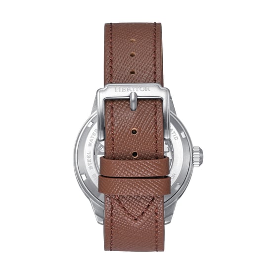 Heritor Automatic Argento Leather-Band Watch