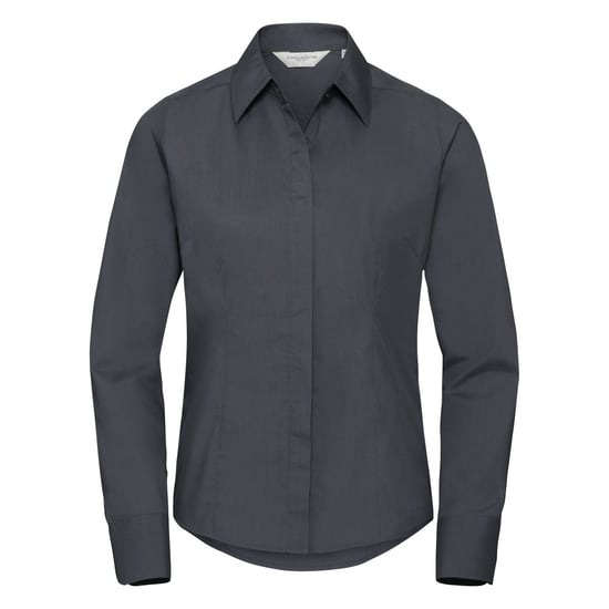 Russell Collection Womens/Ladies Polycotton Slim Long-Sleeved Shirt (Convoy Grey) - Image 1
