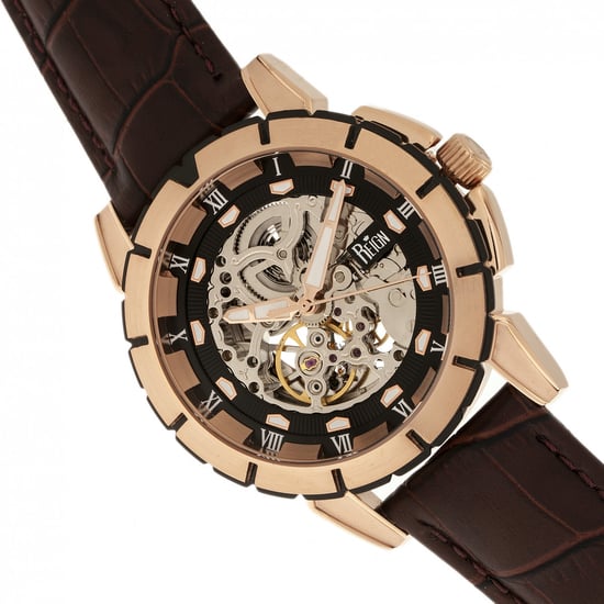 Reloj Automático Esqueleto de Cuero Reign Philippe - Image 3