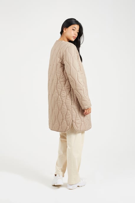 Stone Longline Quilted Jacket