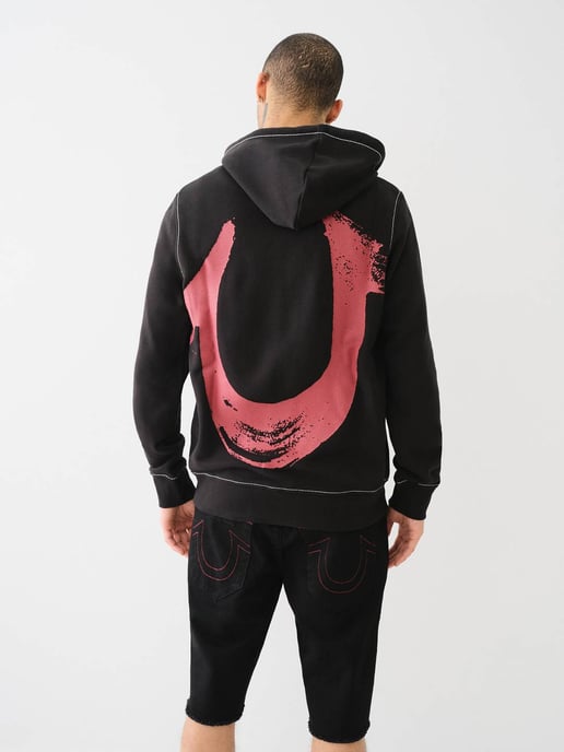Big T Overt Painted Horseshoe Zip Up in Black