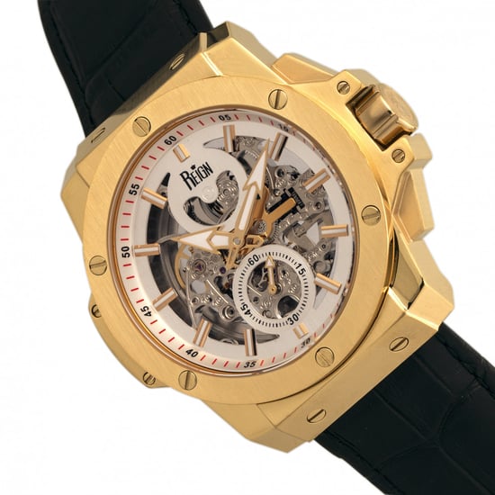 Reign Commodus Automatic Skeleton Leather-Band Watch