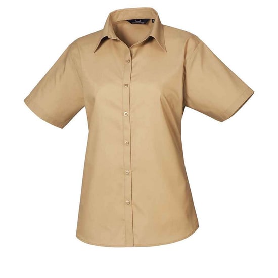 Premier Womens/Ladies Poplin Short-Sleeved Blouse (Khaki) - Image 1