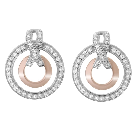 Orphelia 'Azalea' Women's 925 Sterling Silver Drop Earrings - Silver/Rose ZO-7095/1 - Image 1
