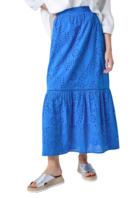 Cotton Broderie Pocket A Line Midi Skirt