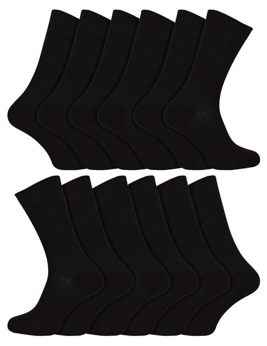 12 Pares Multipack Calcetines para Hombre 100% Algodón Egipcio | Sock Snob | Calcetines de lujo sin costuras - Negro - Image 1