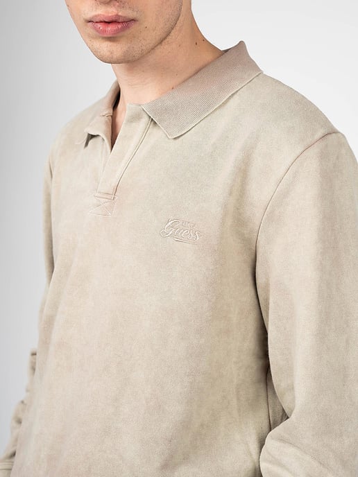 Guess Sudadera Polo Collar Hombre Beige - Image 5