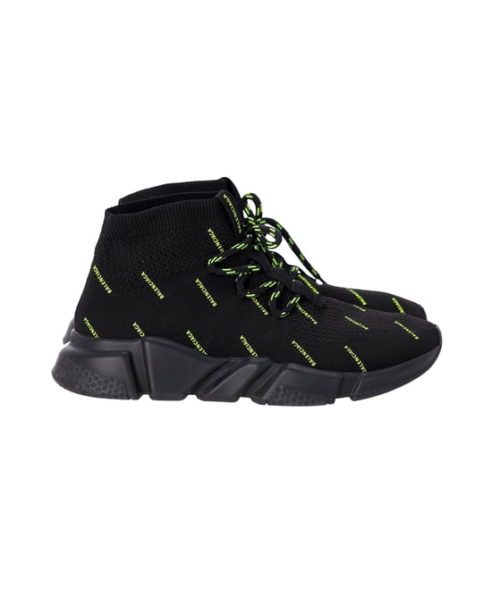Balenciaga Speed Lace-Up All Over Print Sneakers in Black Polyester - Image 1