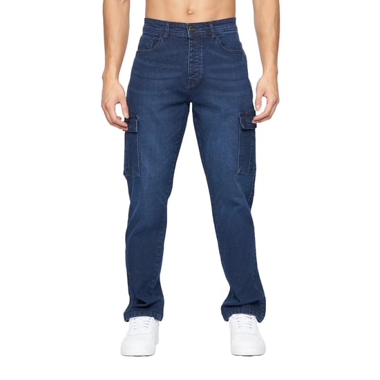 Crosshatch Mens Kremtap Cargo Jeans (Dark Wash) - Image 1