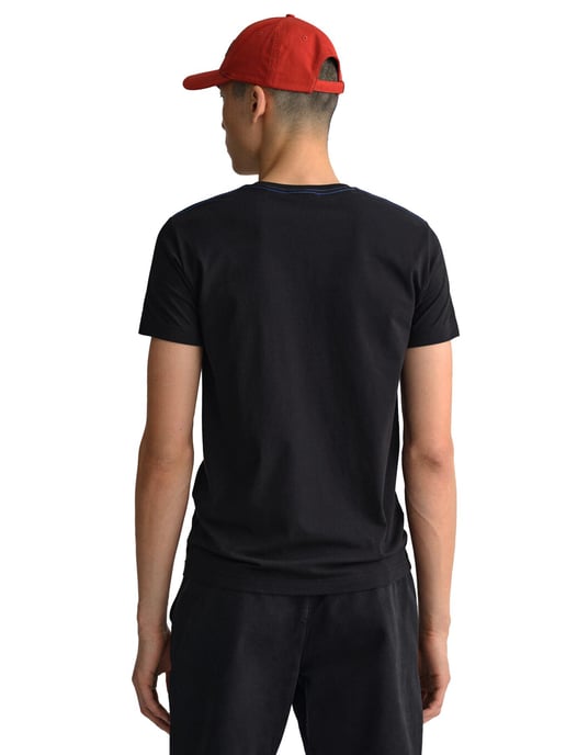 Gant | Camiseta cuello redondo hombre Logo contraste - Negro - Image 2