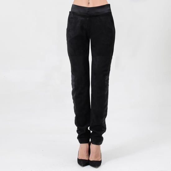 Straight suede and satin pants - Image 1