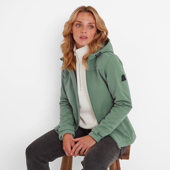 Keld Womens Softshell Hooded Jacket - Light Forest