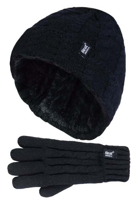 Calentadores - Niños Niñas Lindo Cable de punto cálido forro polar Pompón Invierno Gorro y Guantes Set con Bobble - BS3P14 - Image 1