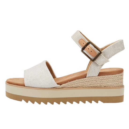 TOMS Diana Canvas Wedge Natural Women's White Sandals - Image 5
