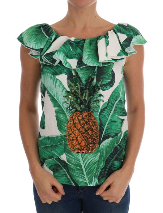 Blusa de lentejuelas de piña y plátano para mujer de Dolce & Gabbana - Image 1