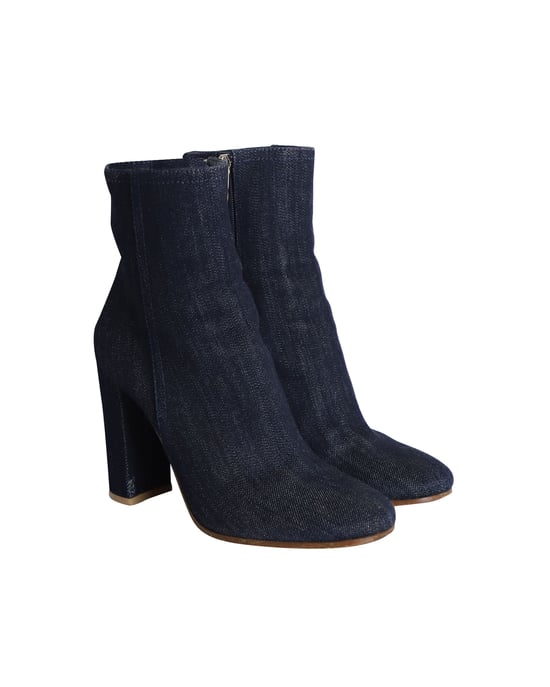Gianvito Rossi Block Heel Ankle Boots in Blue Denim - Image 3