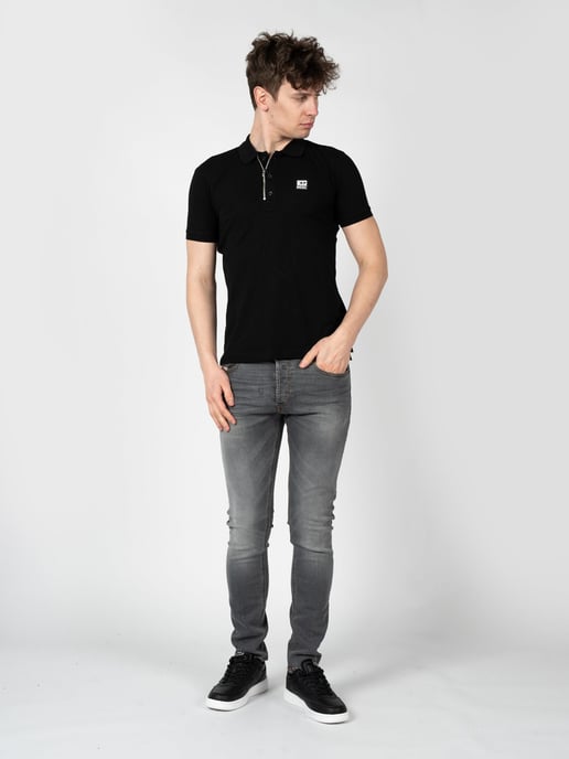 Diesel T-Harry polo negro con cierre de cremallera - Image 2