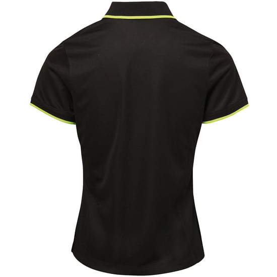 Premier Womens/Ladies Contrast Coolchecker Polo Shirt (Black/Lime) - Image 2