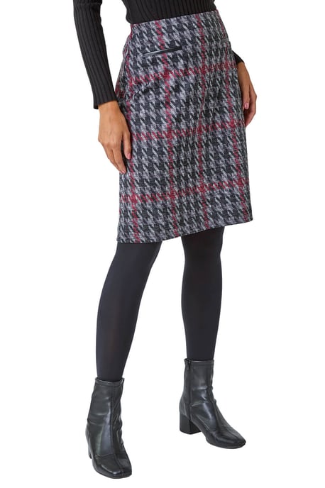Houndstooth Stretch Pencil Skirt