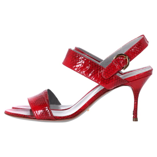 Sergio Rossi Ankle Strap Printed Sandals in Red Patent Leather - Image 2