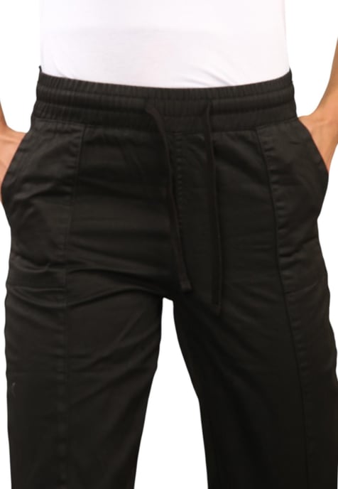 MYT Womens Elasticated Waist Cotton Cuffed Trousers in Black
