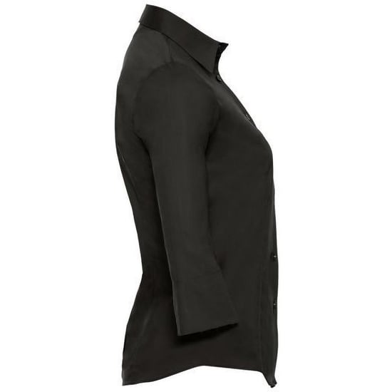 Russell Collection Ladies/Womens 3/4 Sleeve Easy Care Fitted Shirt (Black) - Image 4