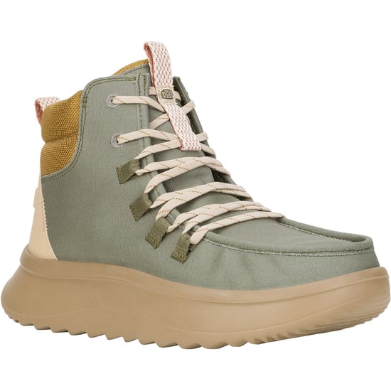 HEYDUDE Wendy Peak Apres PU Coated Canvas Women's Olive Boots - Image 1