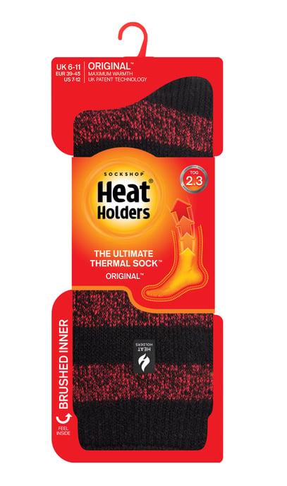 Calentadores - Calcetines térmicos extra gruesos para hombre | Calcetines aislantes de vellón mullido | Regalos para hombre - Negro / Rojo (Palermo) - Image 2