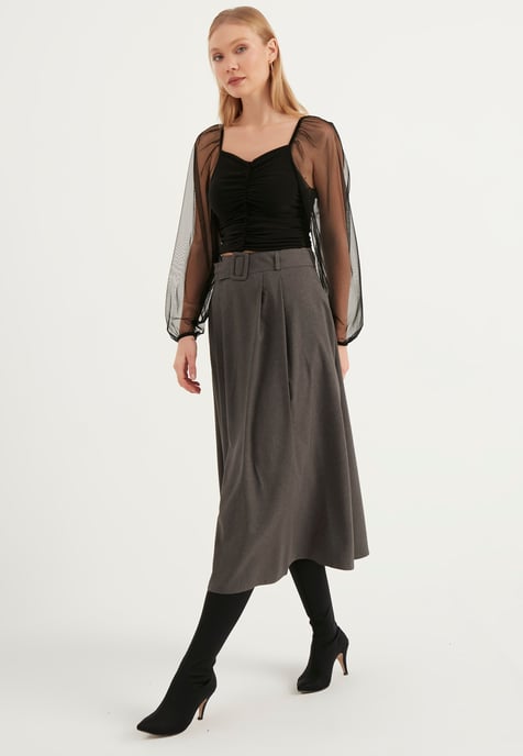 Belt Detailed Pocket Skirt - Image 4