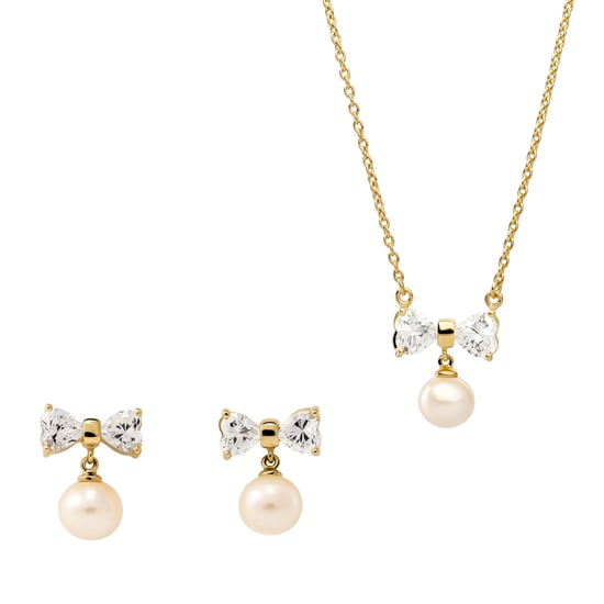 Orphelia 'Sparkle' Women's 925 Sterling Silver Set: Chain-Pendant + Earrings - Gold SET-7512