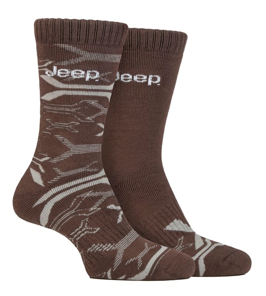 Calcetines para hombre Bamboo Work Boot | Jeep | Suaves y transpirables Calcetines gruesos acolchados para trabajo pesado, Calcetines de punto estilo acanalado para caminar - Caqui / Piedra - Image 1