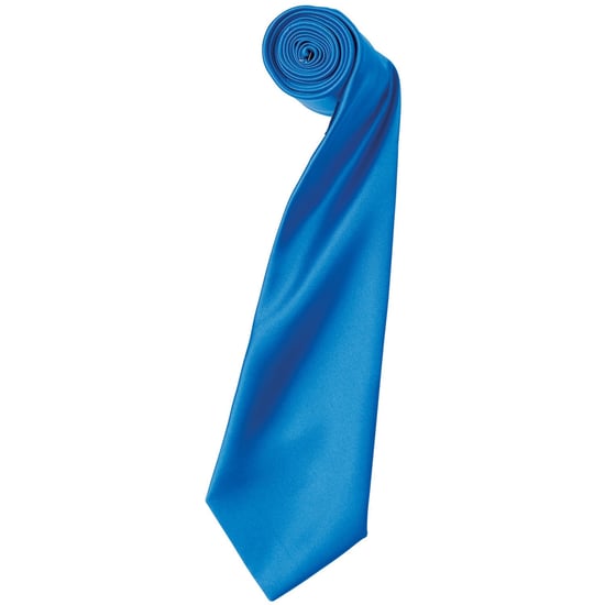 Premier Mens Plain Satin Tie (Narrow Blade) (Pack of 2) (Sapphire) - Image 1