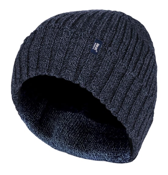Heat Holders - Gorro térmico de invierno para hombre de punto acanalado con forro polar aislante y puño giratorio - Azul marino - Image 1