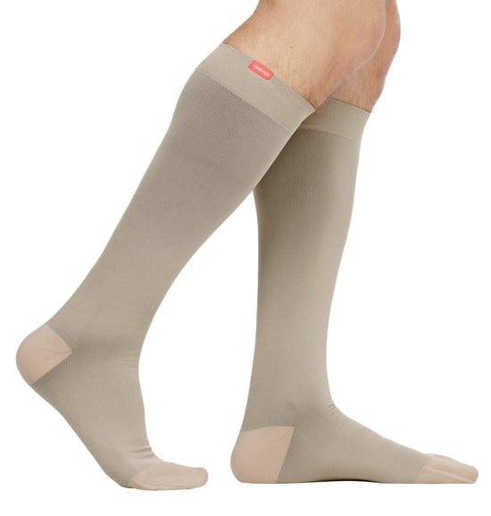 VIM&VIGR - Calcetines de compresión graduada para pantorrilla ancha 15-20 mmhg Nylon que absorbe la humedad para hombres y mujeres - Marañón - Image 2
